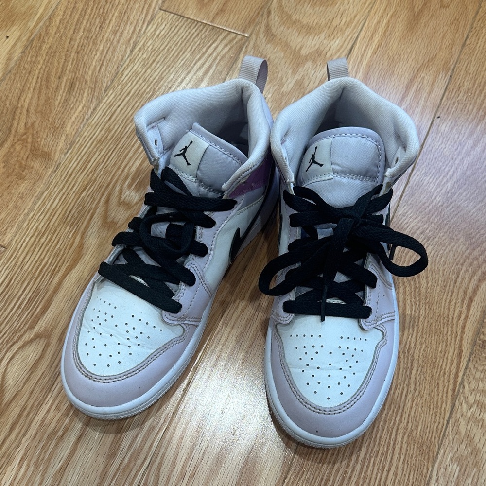 Jordan Kids' Sneakers - White, Black, and Purple Size 2Y
